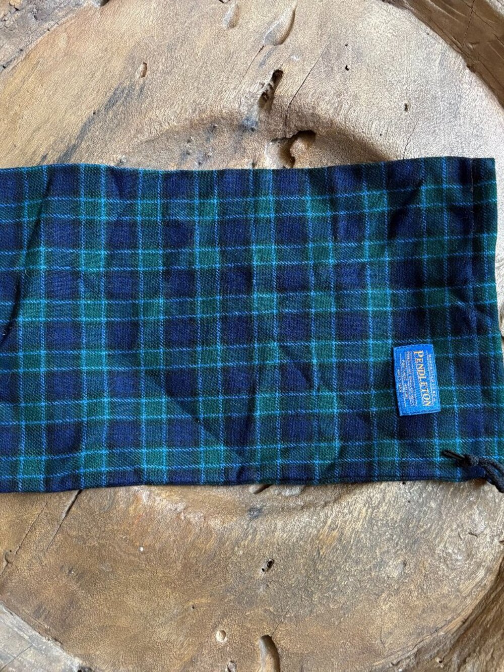 Vintage Pendleton plaid wool drawstring dustbag 15 x 9.5 inches [FLAWED]